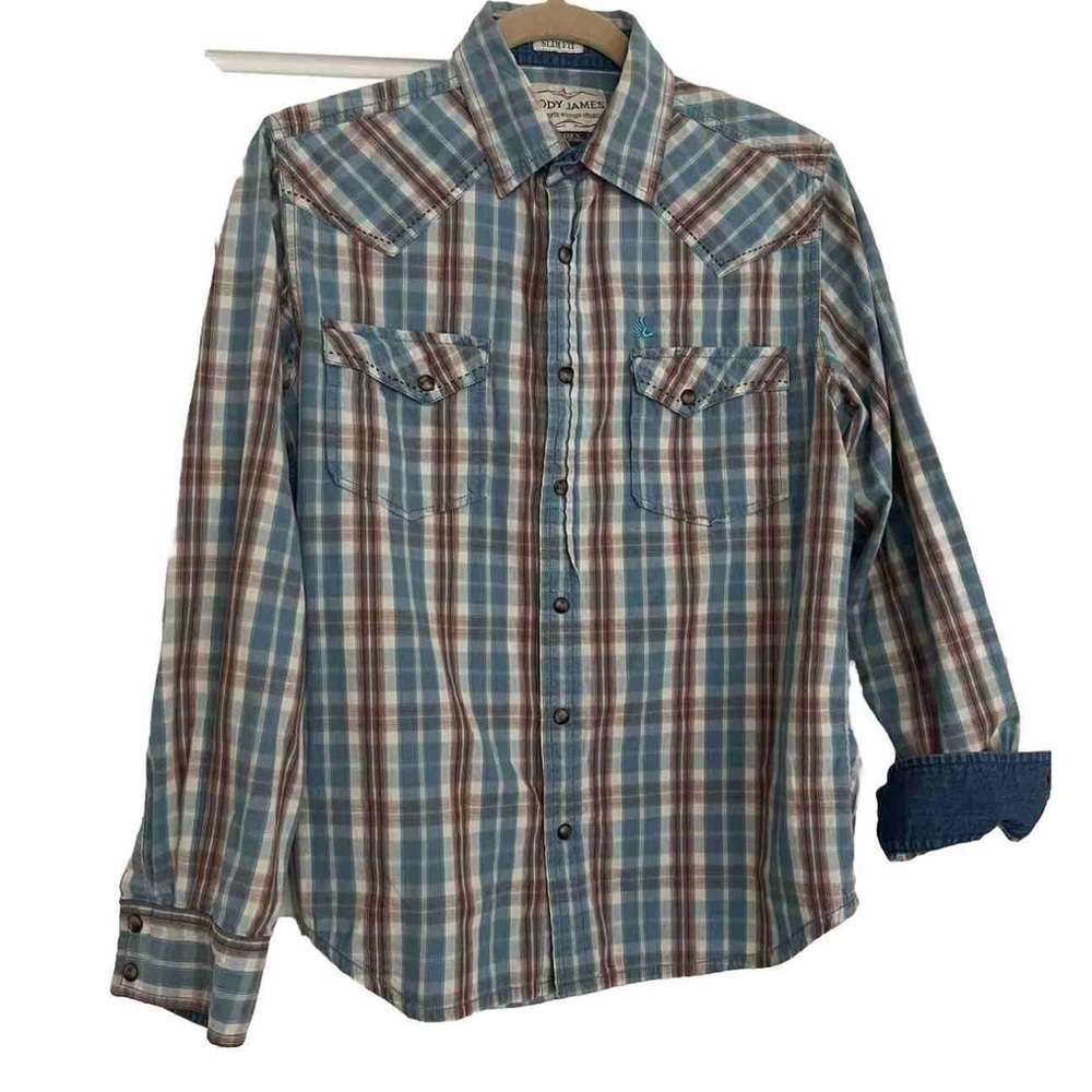 Cody James Woman’s blue plaid slim fit small